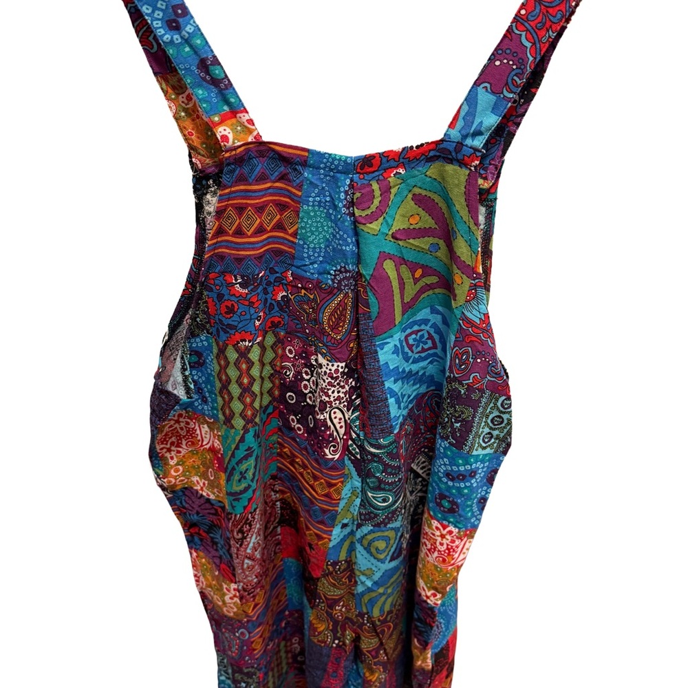 Colorful Patchwork Print Overalls Dress - Multicolor - Picture 9 of 9